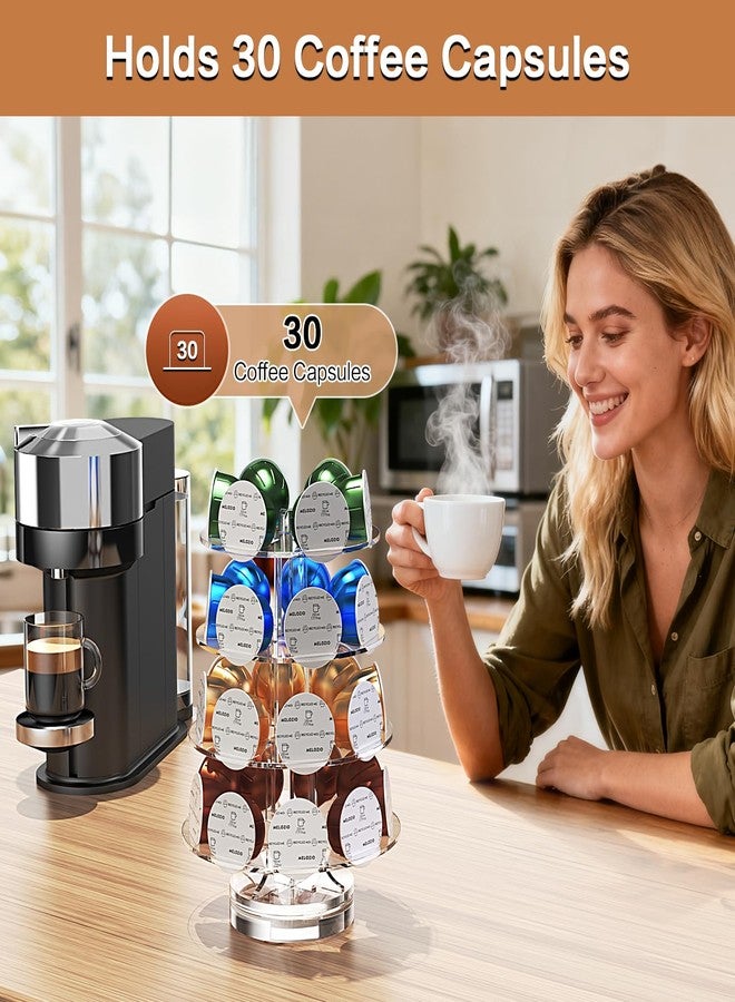 iMMDOKIN Coffee Pods Holder Acrylic Carousel Compatible with 30 Nespresso Vertuo Capsules And Keurig K-cup Pods, Space-Saving Coffee Pod Storage Organizer for Small Countertop - Image 3